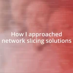 How I approached network slicing solutions