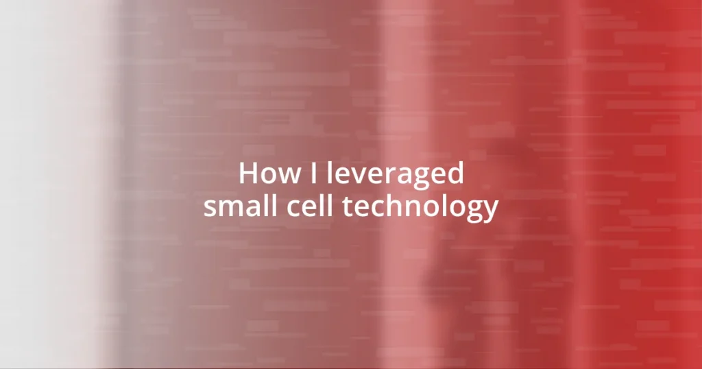 How I leveraged small cell technology