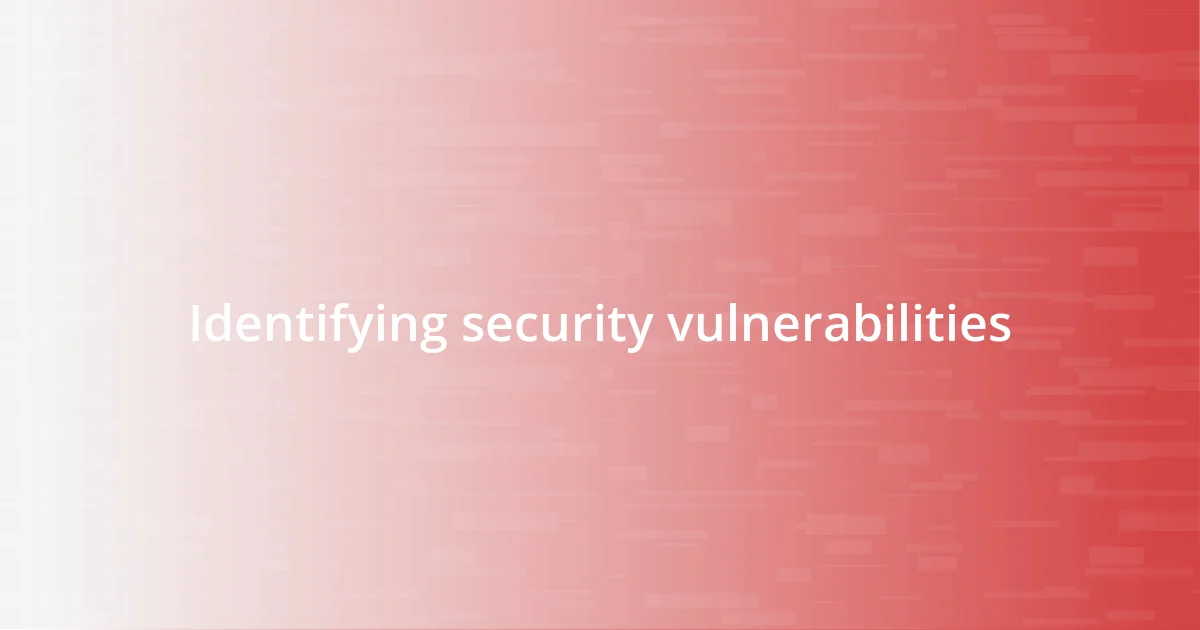 Identifying security vulnerabilities