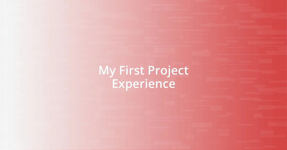 My First Project Experience