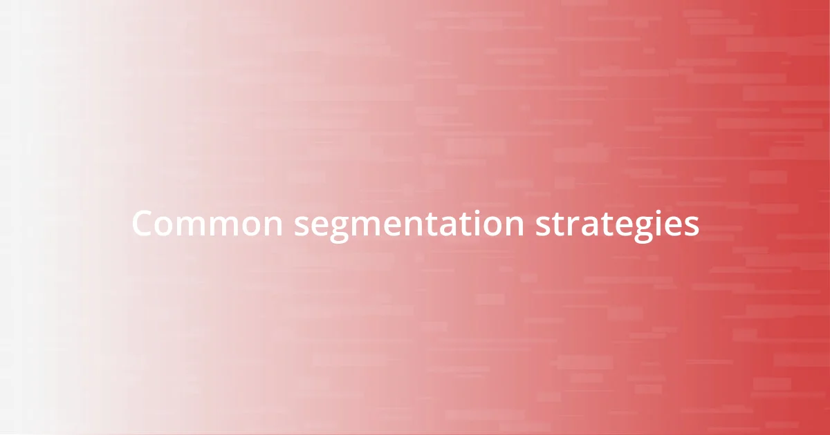 Common segmentation strategies