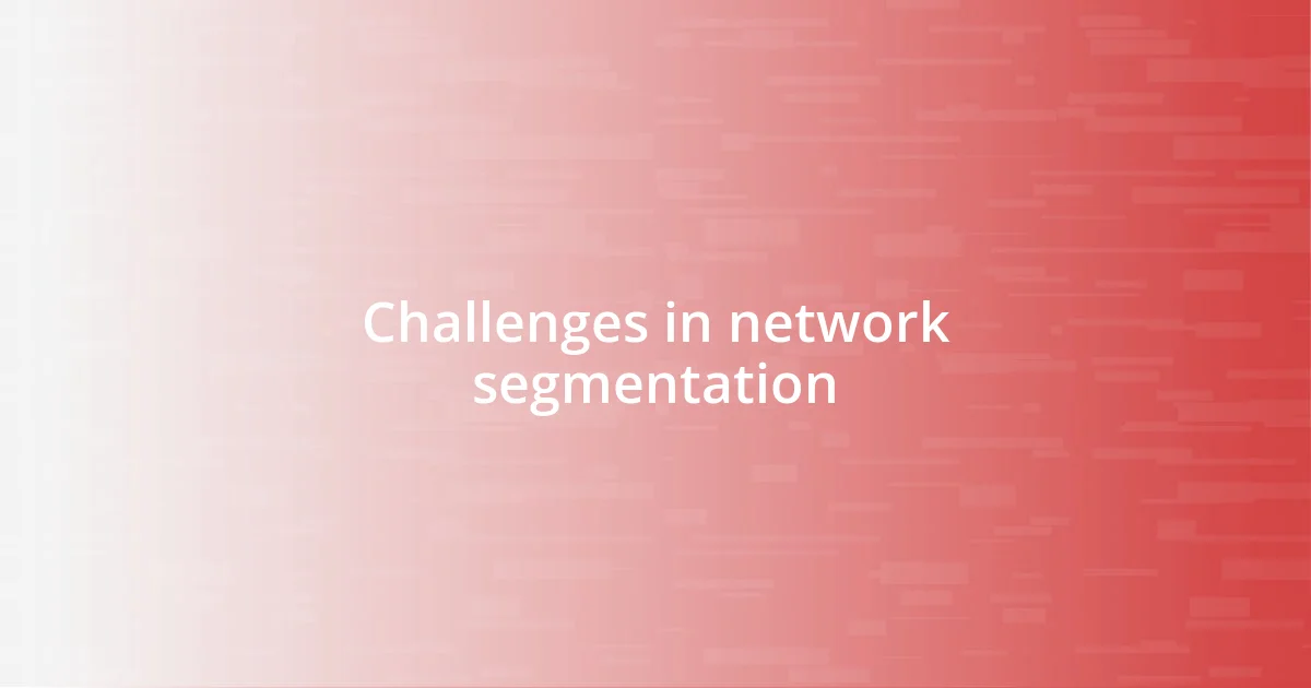 Challenges in network segmentation